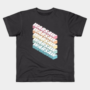 Retro Warsaw 3D rainbow typography Kids T-Shirt